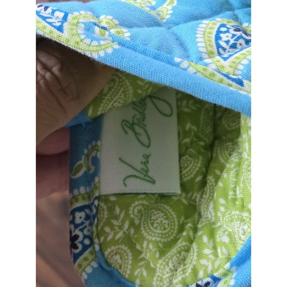 Vera Bradley Quilted Cloth Soft Glasses Case Blue Green White Paisley